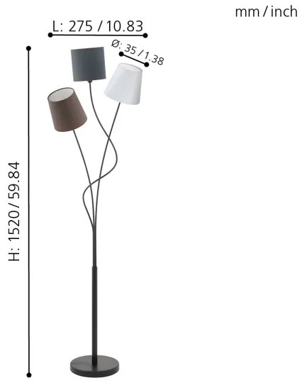 Eglo 94995 - Lampadar MARONDA 3xE14/40W/230V
