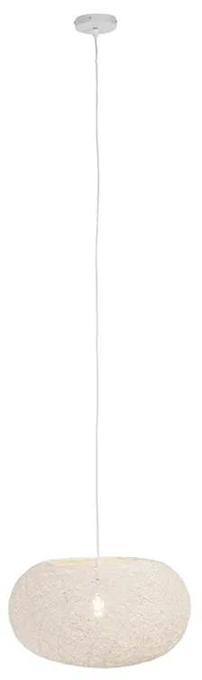 Lampă suspendată rustică albă 50 cm - Corda Flat