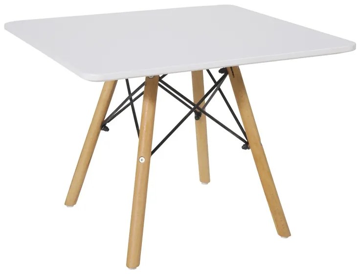 Masa pentru copii Natali MDF alb si lemn de fag natural 60x60x51 cm