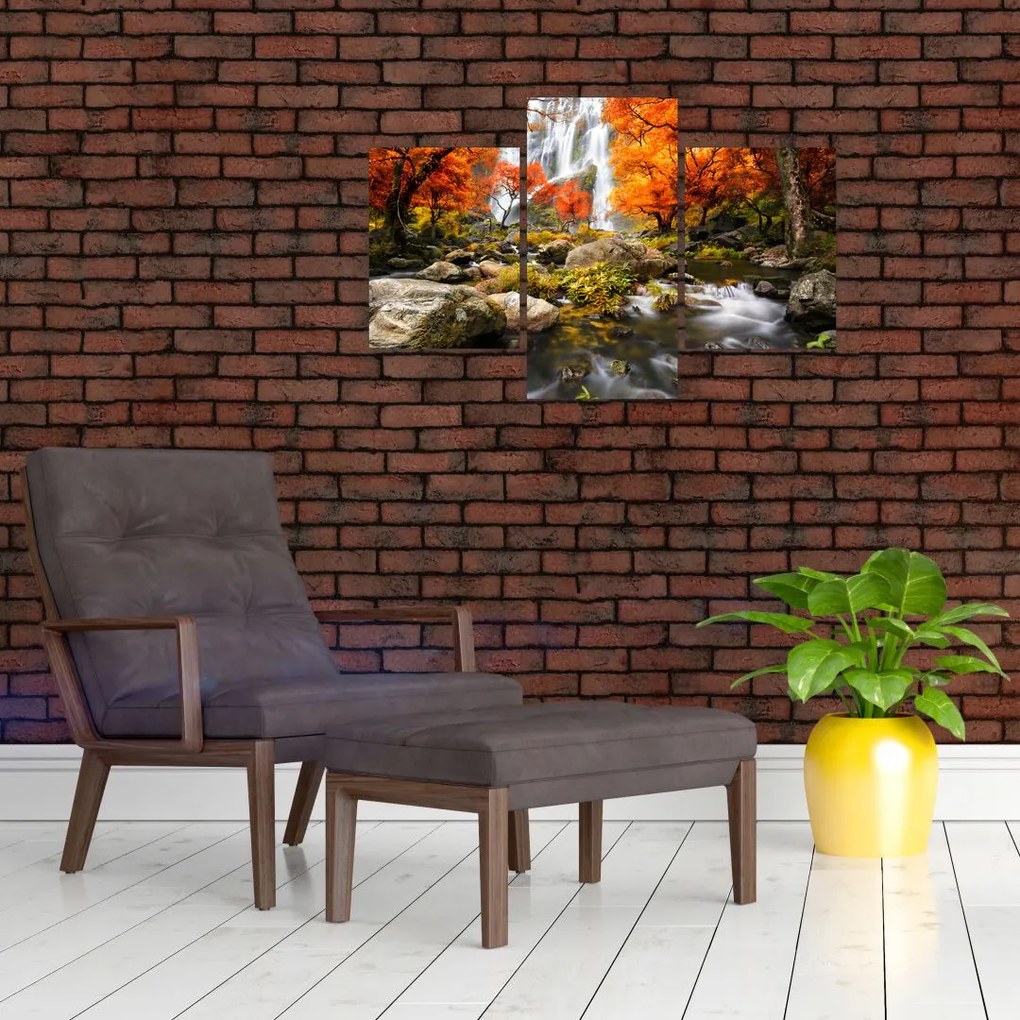 Tablou - Cascade în pădurea portocalie (90x60 cm)