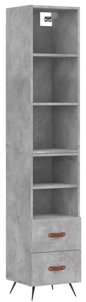 3189737 vidaXL Dulap înalt, gri beton, 34,5x34x180 cm, lemn prelucrat