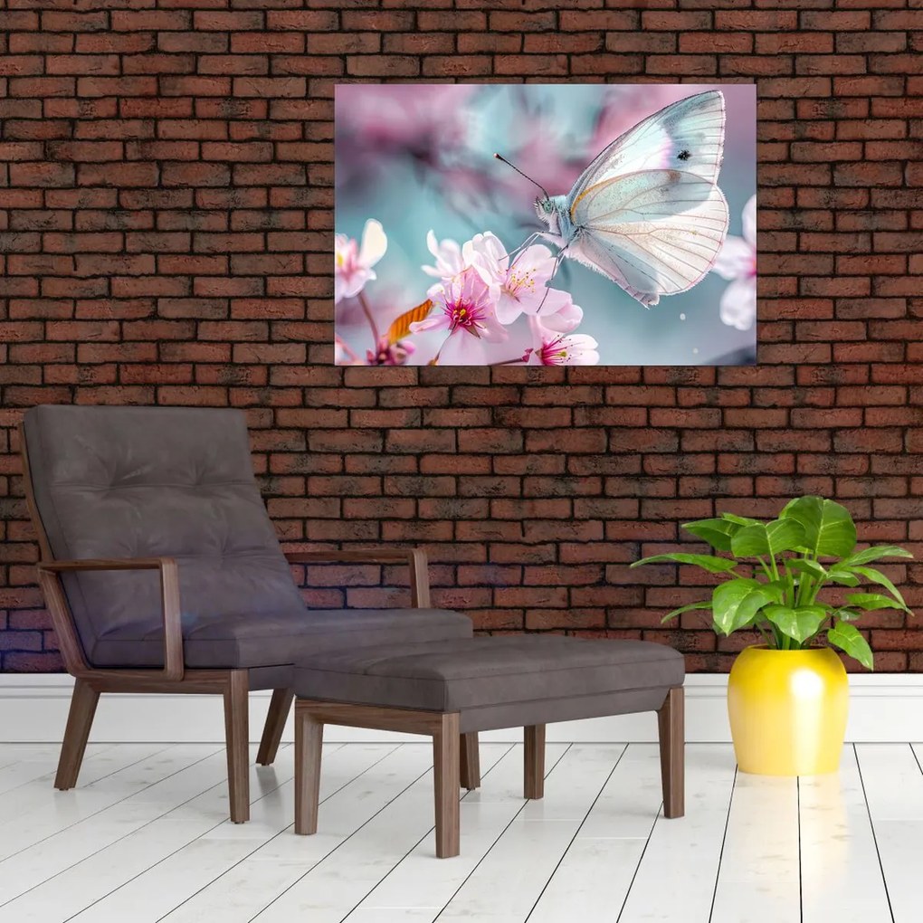 Tablou - Fluture pe un cireș (90x60 cm)