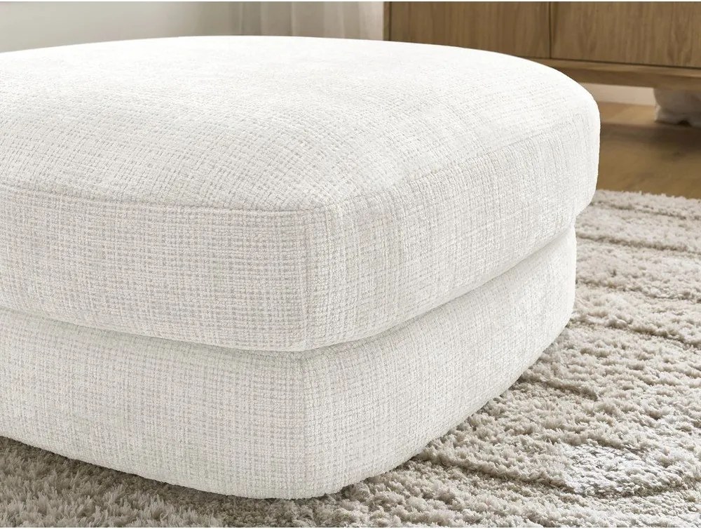 Taburet alb cu tapițerie din chenille Leonore – Bobochic Paris