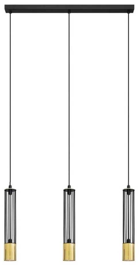 LED Lustră pe cablu BARS 3xGU10/4,8W/230V neagră/aurie