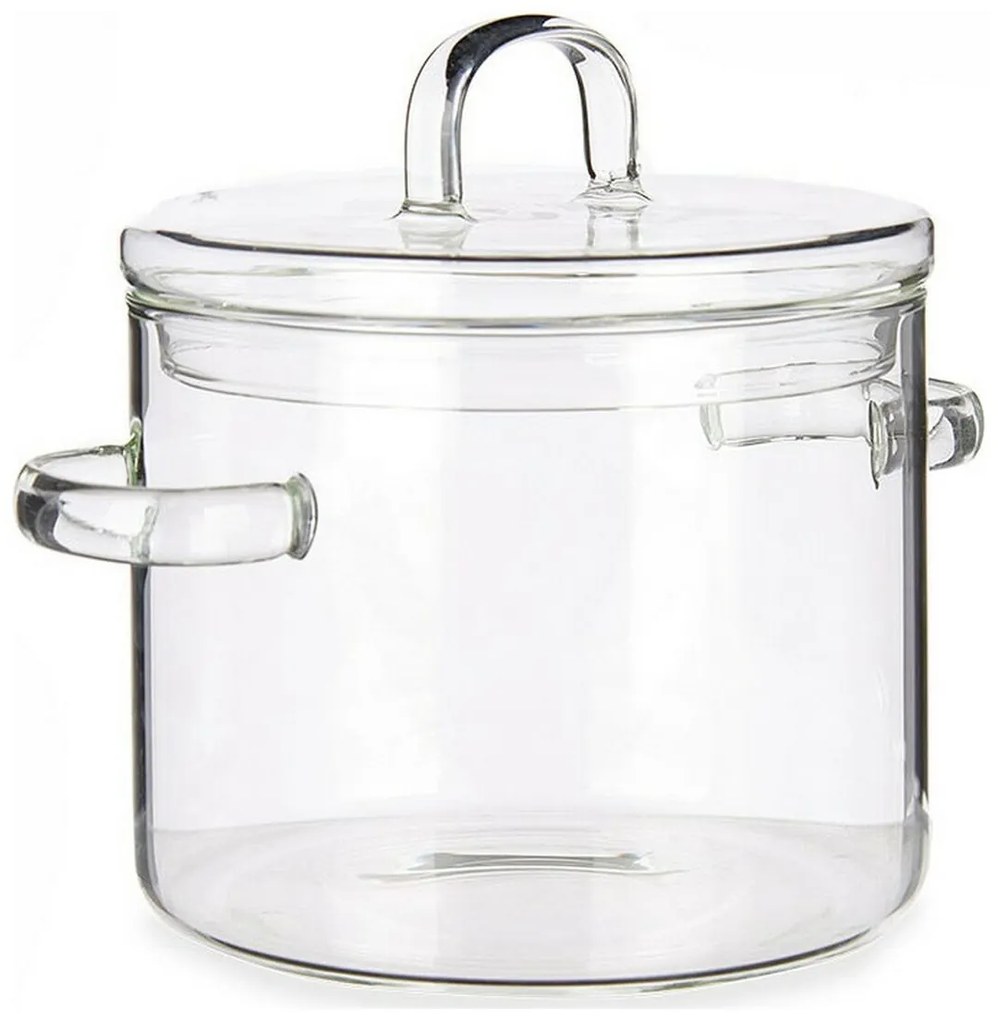Oală cu capac sticlă borosilicată transparent (14,5 x 15,8 x 20 cm)