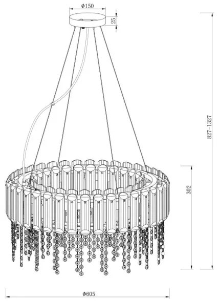 Lustră pe cablu Maytoni MOD097PL-08CH HAIL 8xE14/40W/230V d. 60,5 cm crom
