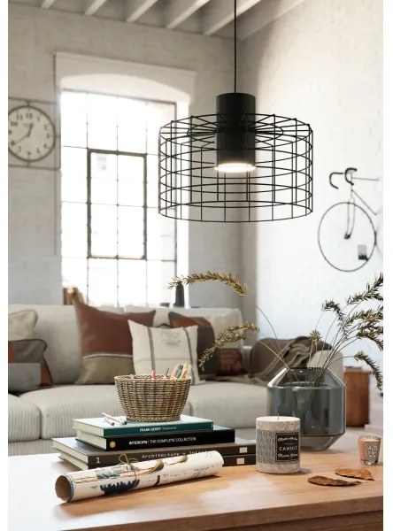 Lustră pe cablu MILLIGAN 1xE27/40W/230V d. 38 cm neagră Eglo 43627