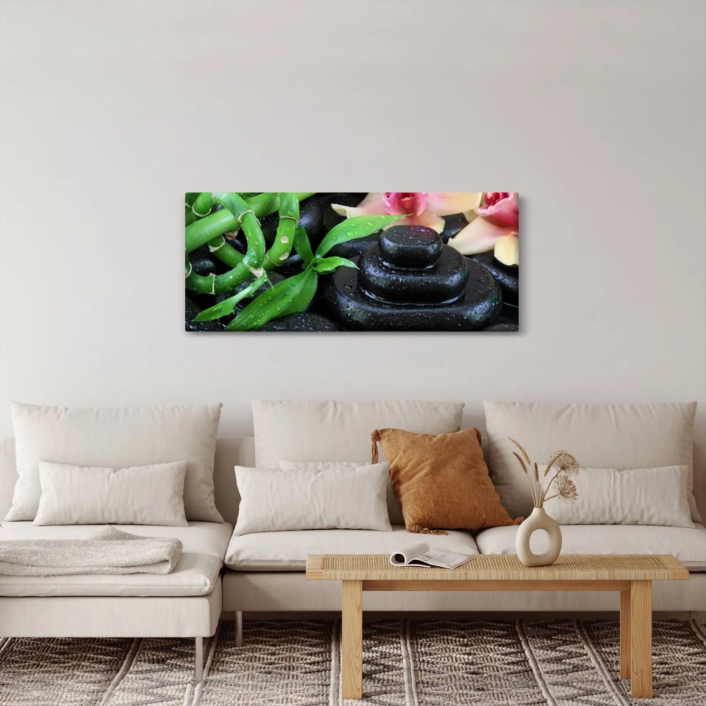Tablou - Pietre și orhidee (120x50 cm)