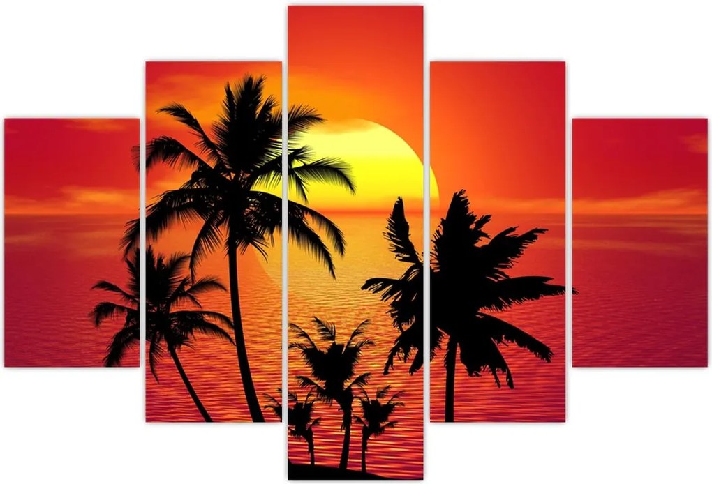 Tablou - Silueta insulei cu palmieri (150x105 cm)