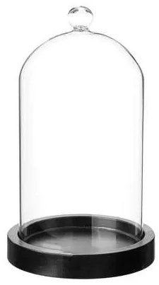 Clopot Sticla Cu Baza Black Wood, 19 Cm
