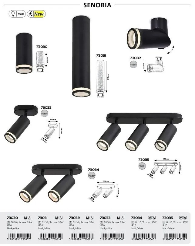 Plafoniera cu 3 Spoturi Directionabile, Design Modern, Senobia