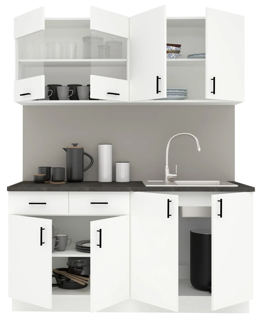 Set Bucatarie Karo V8, Alb, Blat Thermo 28 mm, L 160 cm