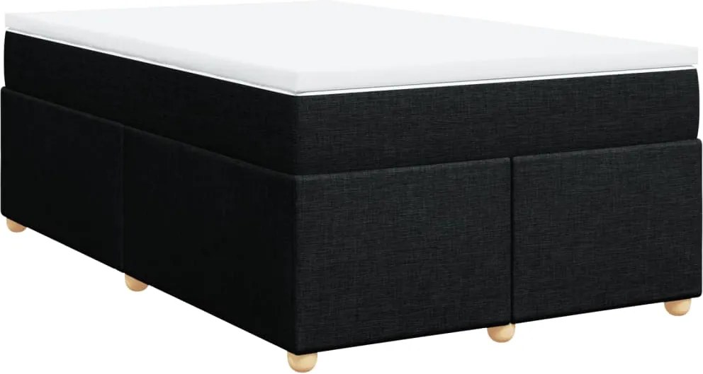 vidaXL Pat box spring cu saltea, negru, 120x200 cm, textil
