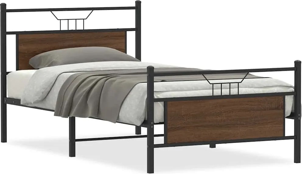 vidaXL Cadru pat fără saltea stejar maro 100x200 cm lemn prelucrat