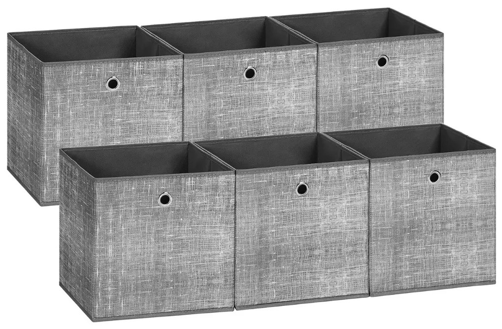 Cutii de depozitare GARY 6 buc, 30x30x30cm, gri SongmicsHome