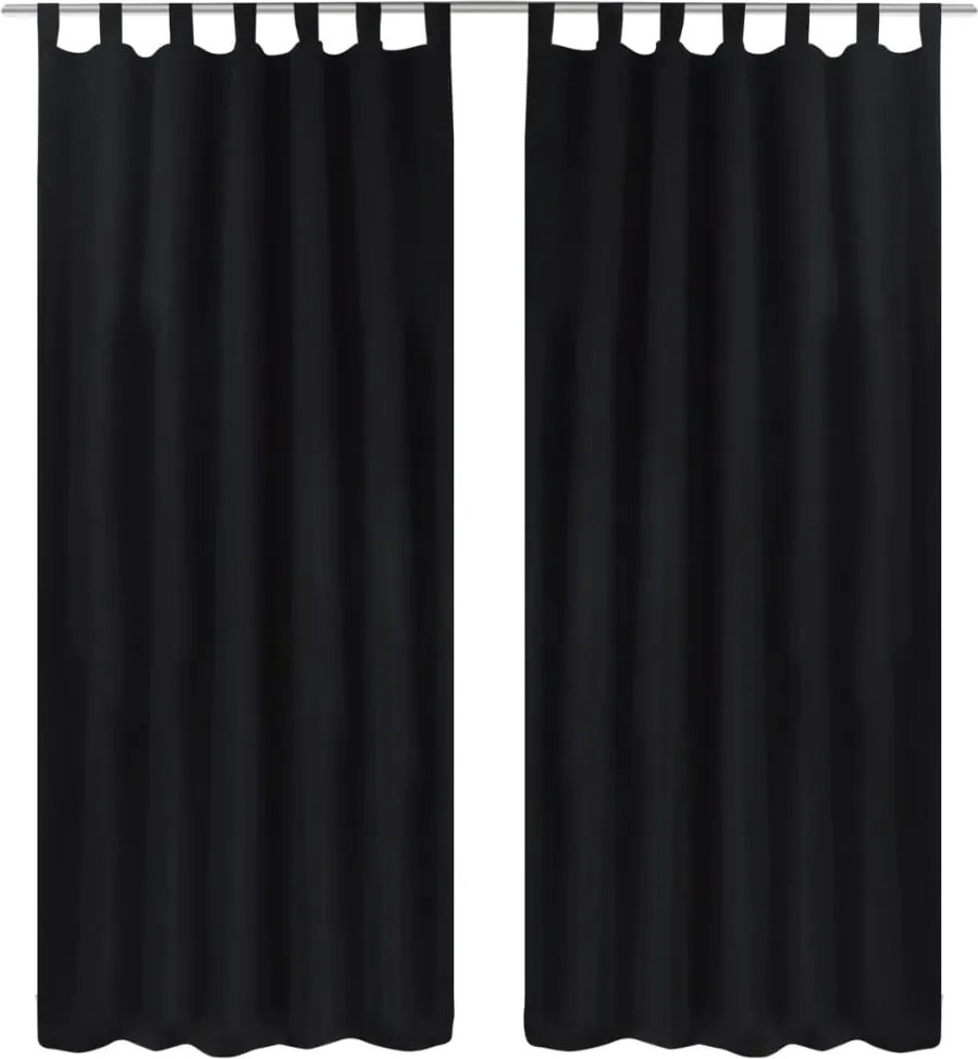 vidaXL Draperii micro-satin cu bride, 2 buc, 140 x 225 cm, negru