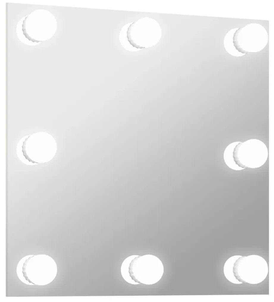 Oglinda de perete cu lumini LED, sticla, patrata 1, 50 x 50 cm, cu LED-uri