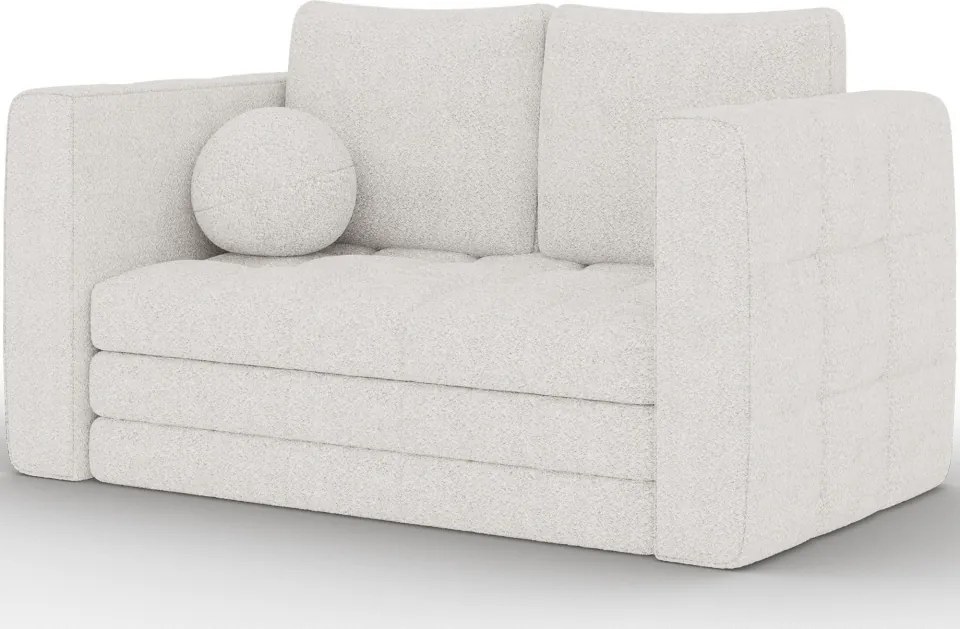 Canapea Kastol , alb bouclé extensibil, 137x71x74 cm – Royal 01