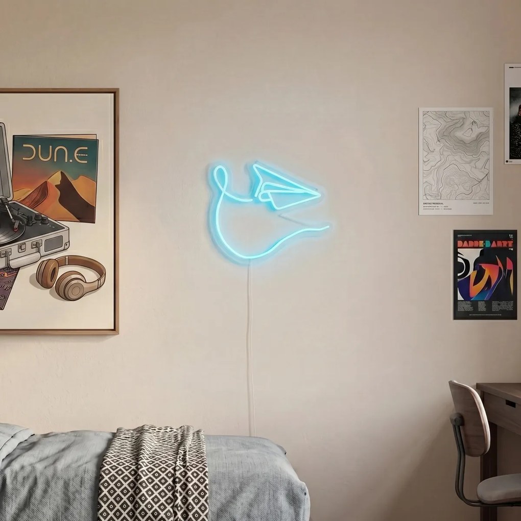 Lampă de perete neon albastră incl. LED - Paperplane