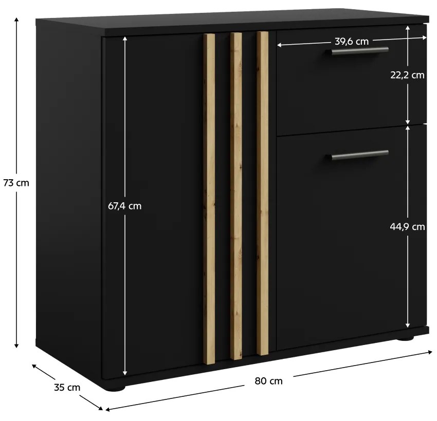 Dulap TOLIS 2D1S, negru