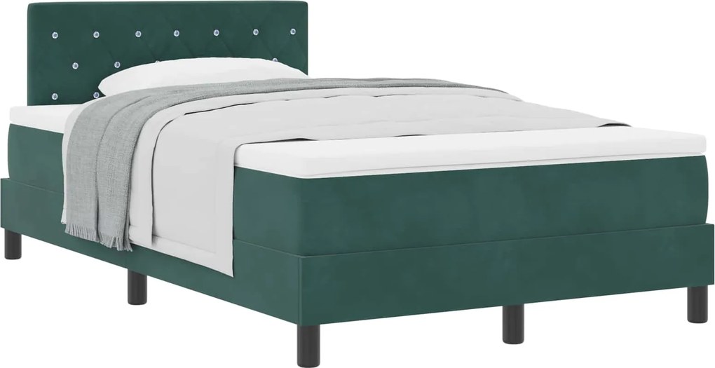 vidaXL Pat cu arcuri cu saltea Verde închis 120 x 200 cm Catifea