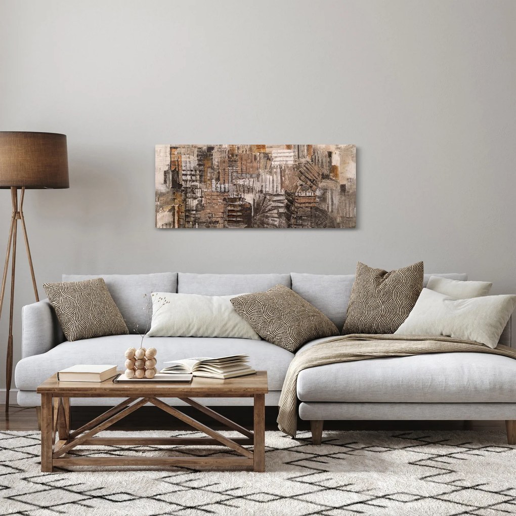 Tablou - Abstract, nuanțe maro (120x50 cm)