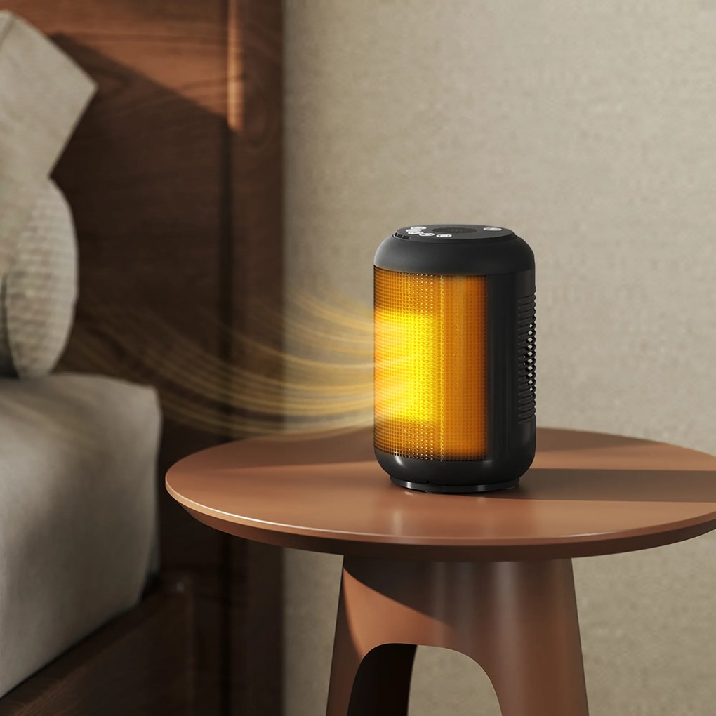 HOMCOM Încălzitor electric cu 3 moduri și temporizator 24h, 14x14x21.5 cm, Negru | Aosom Romania