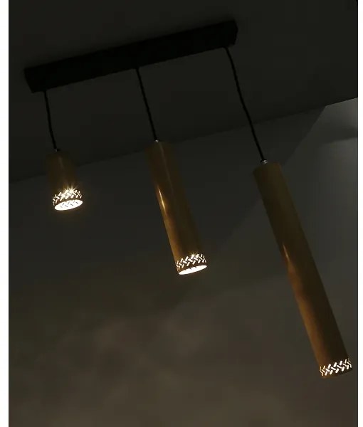 Lustră pe cablu TUBO 3xGU10/25W/230V lemn