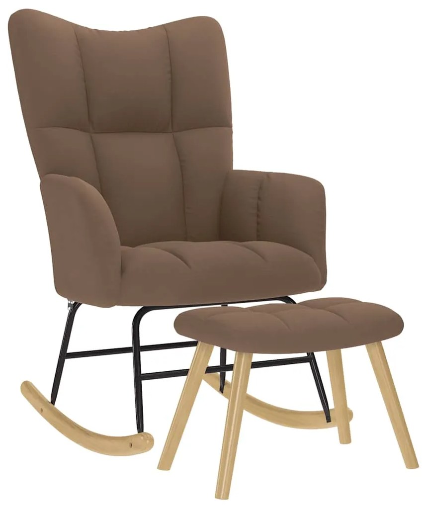vidaXL Scaun balansoar cu suport picioare, maro, material textil