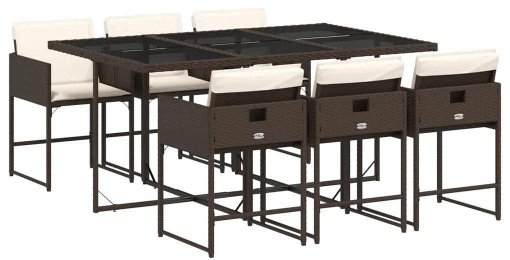 3278036 vidaXL Set mobilier de grădină cu perne, 7 piese, maro, poliratan