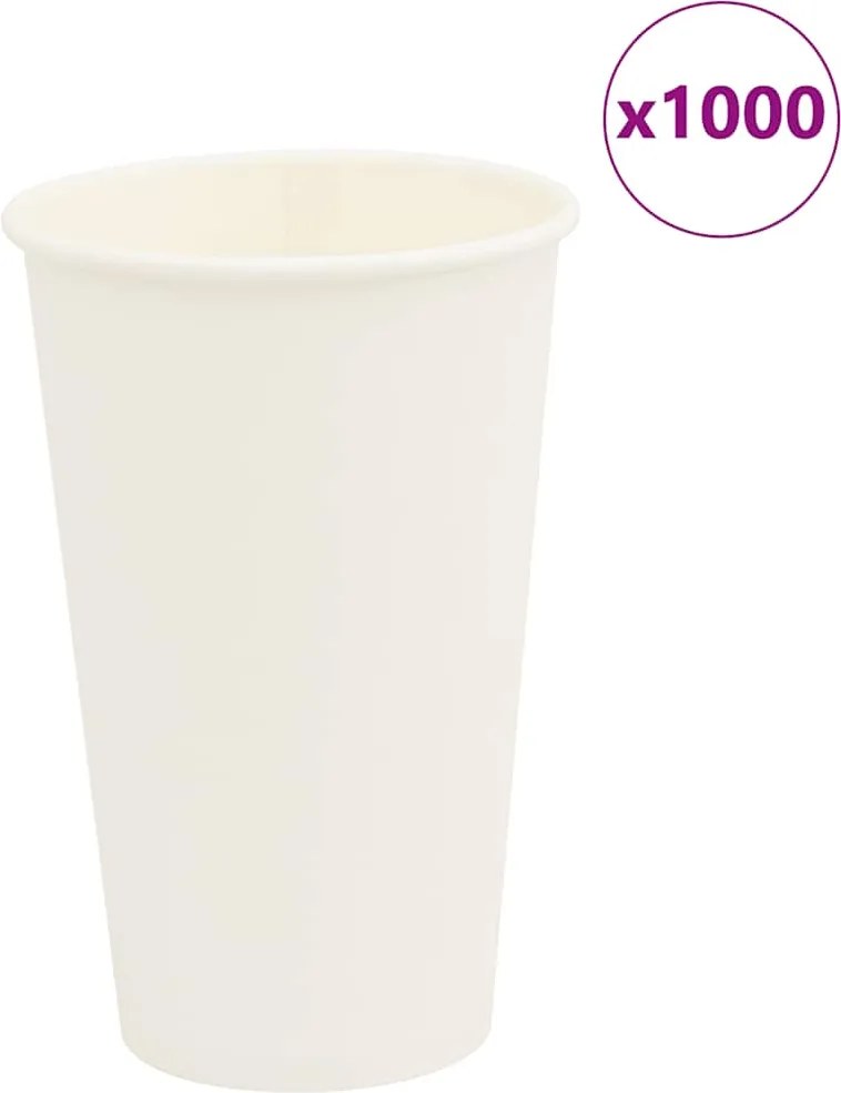 vidaXL Cești de cafea din hârtie 1000 buc 16oz 400ml alb