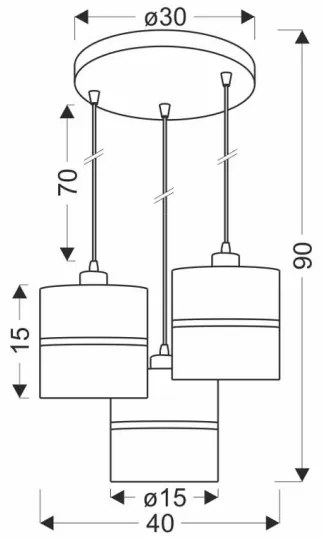 Lustră pe cablu ASSAM 3xE27/60W/230V negru