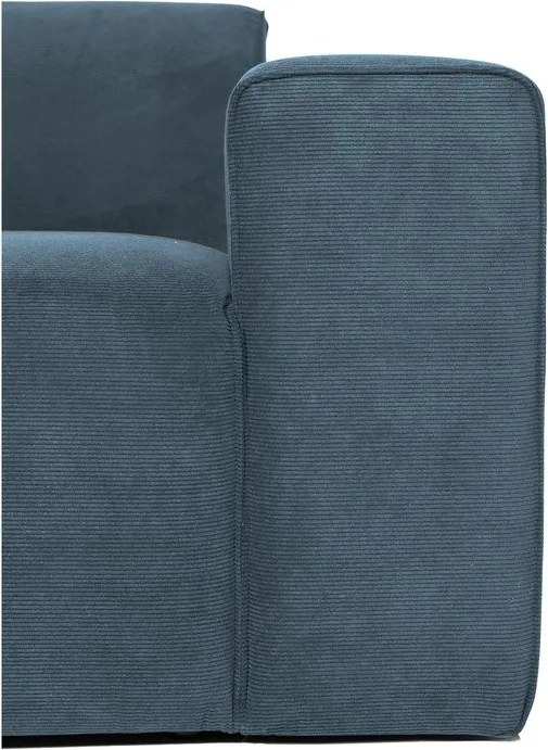 Modul pentru canapea albastru cu tapițerie din catifea reiată (cu colț pe partea dreaptă) Sting – Scandic