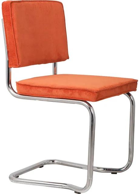 Scaun dining din metal si textil portocaliu Ridge Kink Rib Orange 19A Zuiver