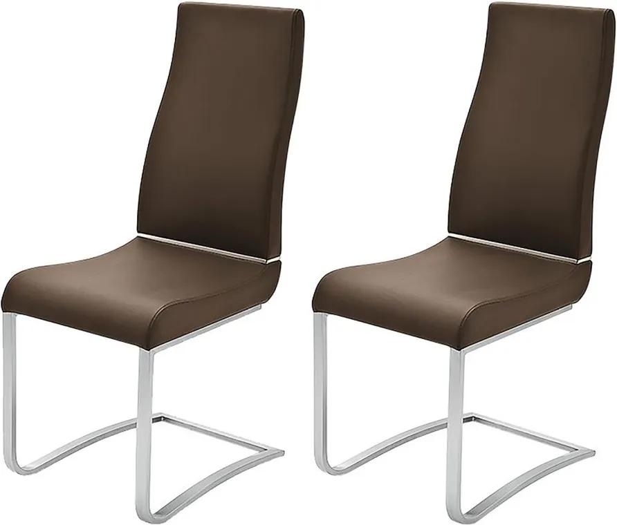 Set de 2 scaune Nito, imitatie de piele, maro