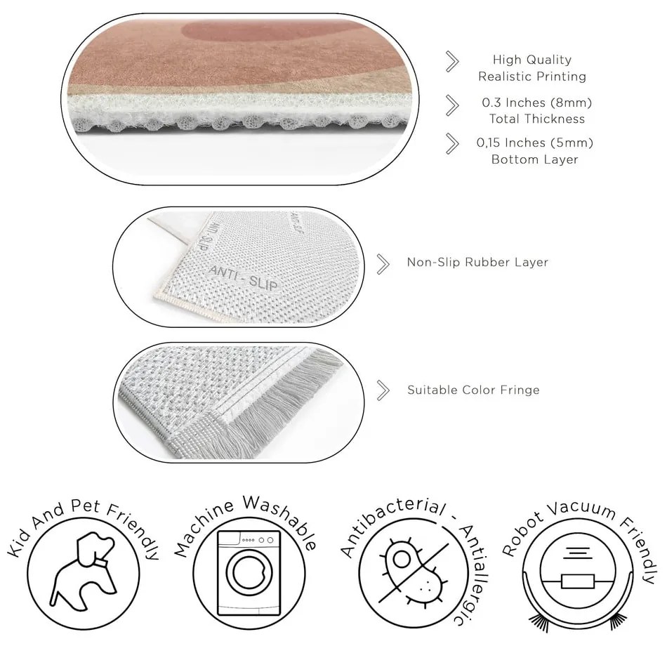 Covor tip traversă galben ocru-roz prăfuit lavabil 80x200 cm Strawberry Creamsicle – Mila Home