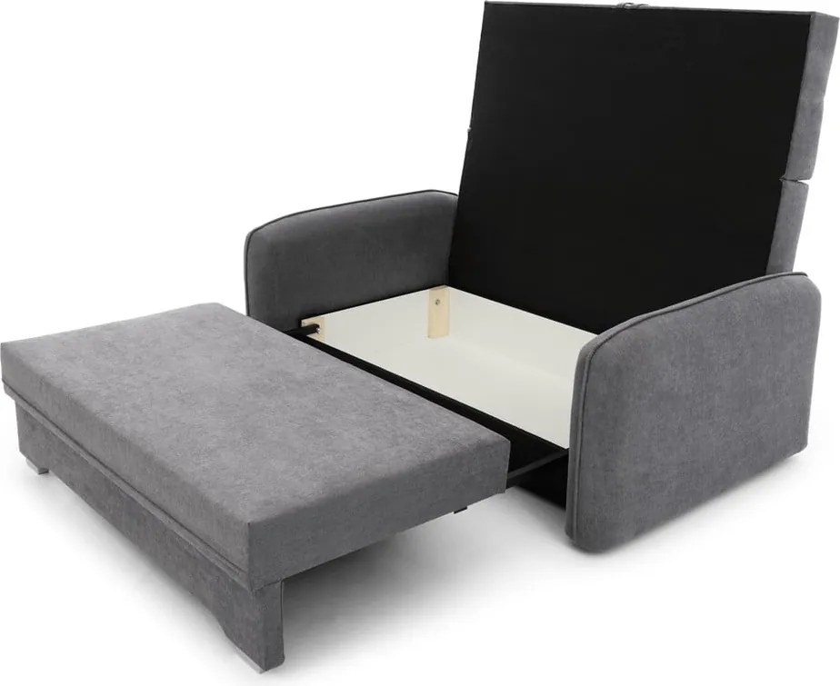 Canapea gri extensibilă/cu spațiu de depozitare cu tapițerie din chenille 155 cm Laine – ELTAP