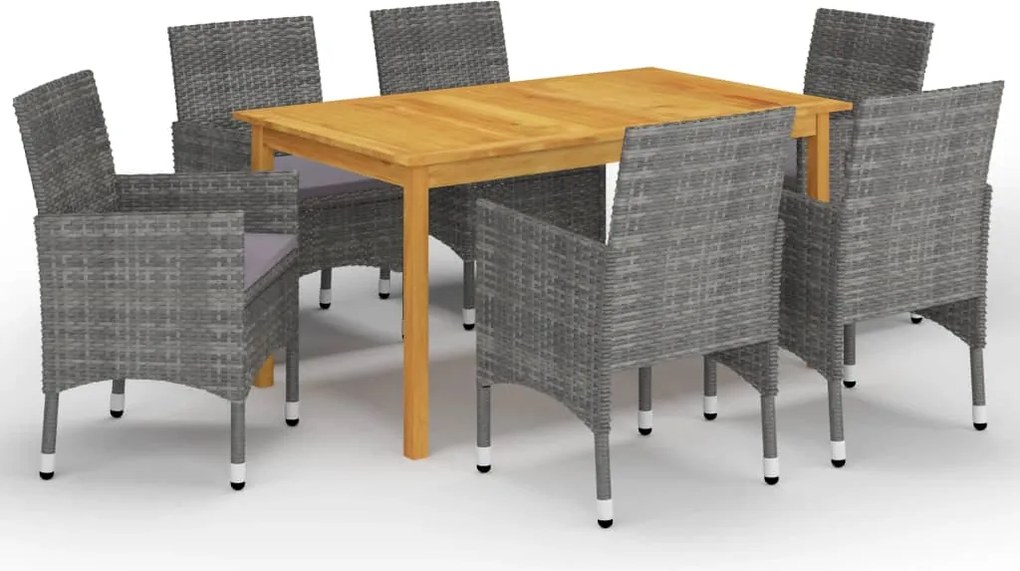 vidaXL Set mobilier de grădină, 7 piese, gri