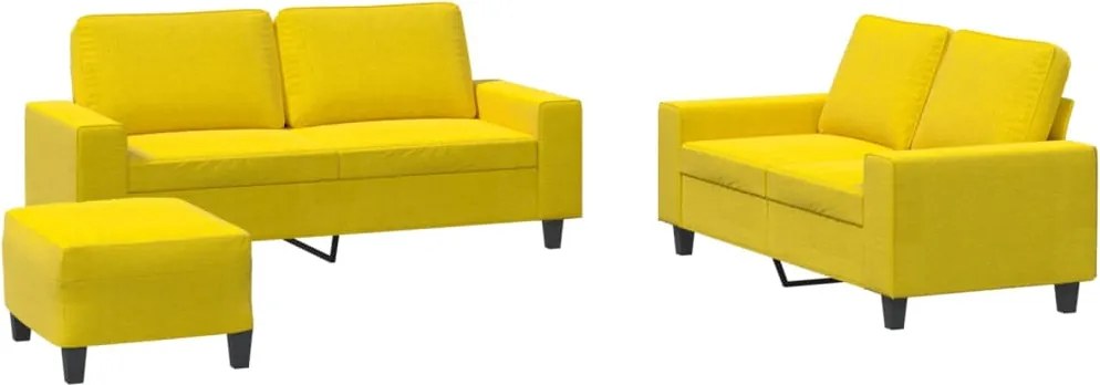 vidaXL Set de canapele, 3 piese, galben deschis, textil