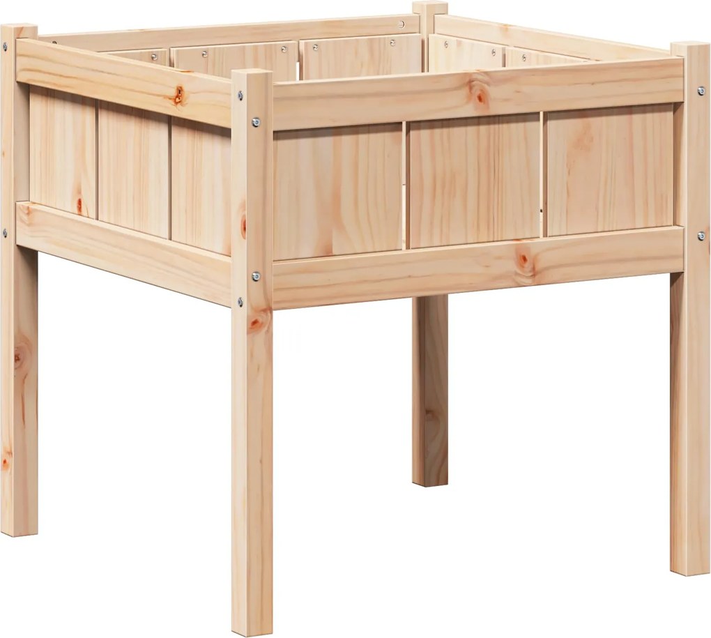 vidaXL Vază pentru Grădină Natură 70 x 70 x 70 cm Lemn de pin masiv