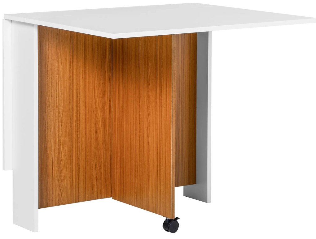 HOMCOM Masă extensibilă pliabilă mobilă cu design modern, 120 cm x 80 cm x 73 cm, Tei + Alb | Aosom Romania