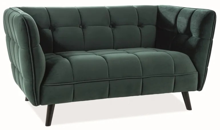 Canapea Cheryl din catifea verde - 145x85 cm