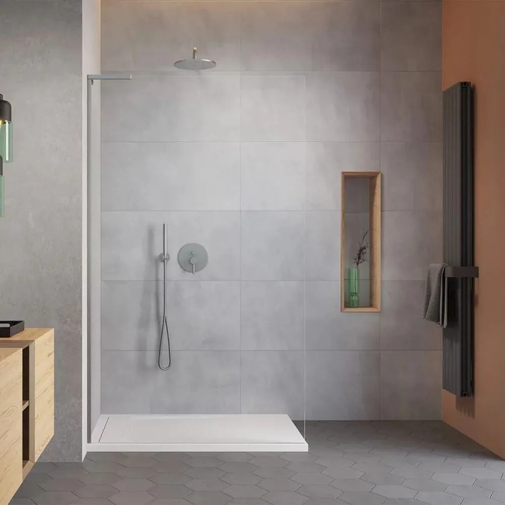 Paravan de dus tip Walk-in Radaway Modo SL II nichel periat-transparent 80 cm sticla securizata 8 mm stanga