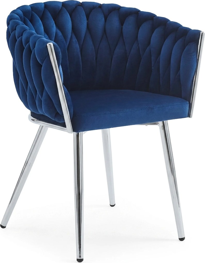 Scaun Dining Tip Fololiu Mira Catifea Albastra, Picioare Crom