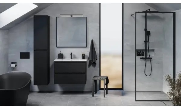 Dulap de baie cu lavoar MOLDE, 80 cm, negru