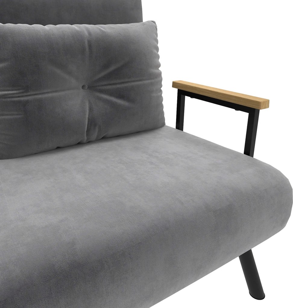 HOMCOM Canapea Pat de 2 Locuri cu Spătar Reglabil pe 5 Nivele și 2 Perne din Material Capitonat, 102x73x81 cm, Gri Închis | Aosom Romania