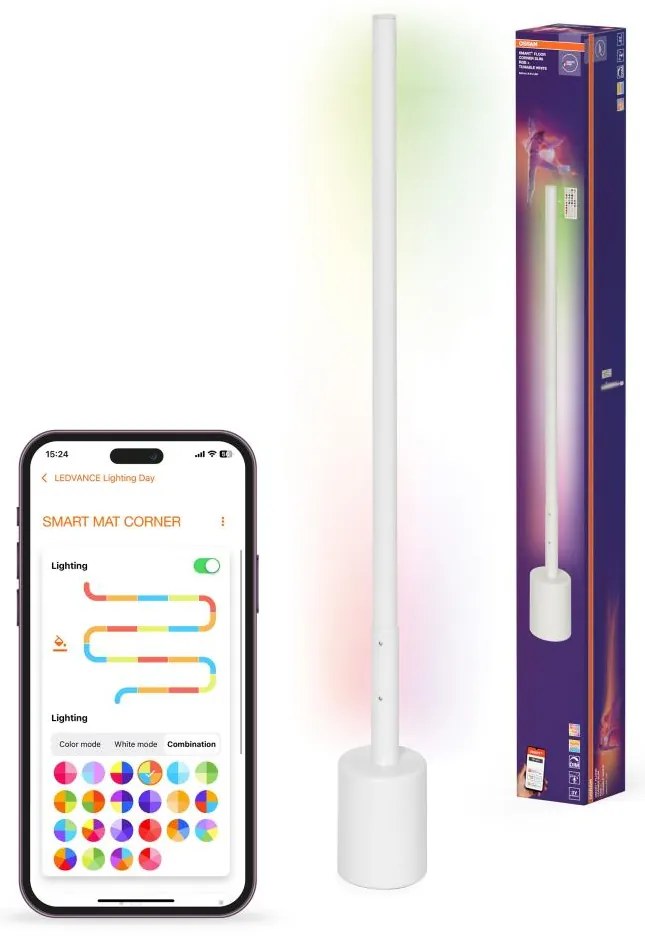 Osram - Lampă de podea SMART+ FLOOR LED RGBW, dimabilă, 8W, 230V, Wi‑Fi, cu telecomandă