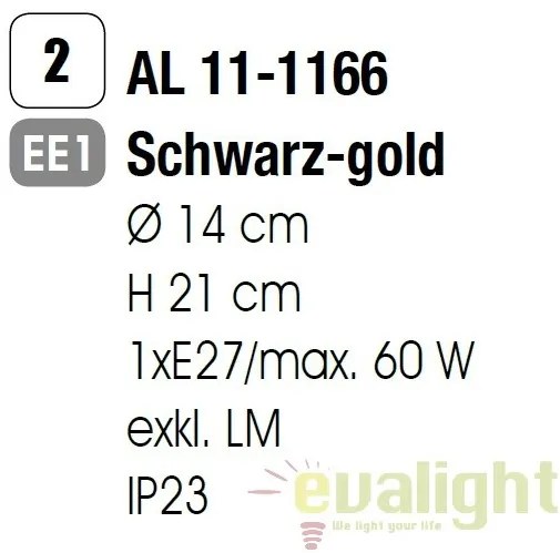 Pendul exterior stil rustic IP23 Taverna AL 11-1166 schwarz-gold OR
