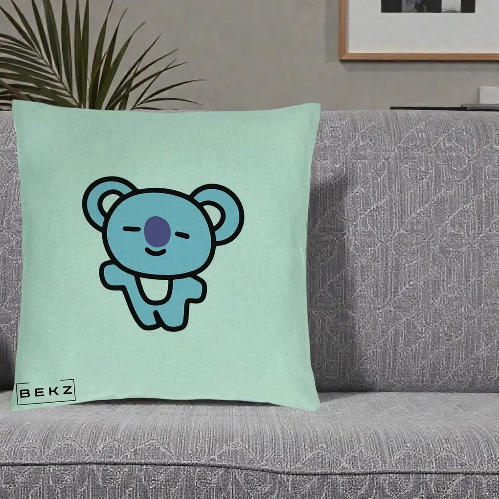 Perna Personalizata BT21 Koya Kawaii, 40x40 cm, Verde Menta, Husa Detasabila, Perna Inclusa, BEKZ®