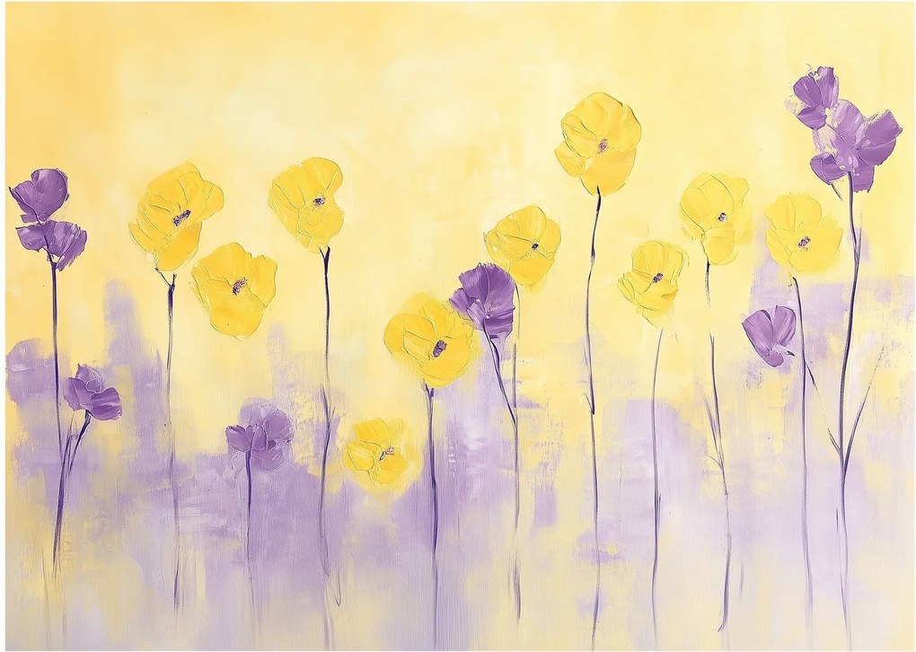 Tablou - Flori mov și galbene (70x50 cm)